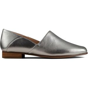 Clarks Pure Tone Silver Metallic Loafer Flat Size 6B NEW
